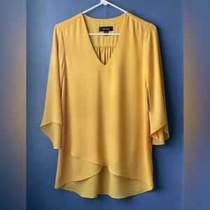 NWT Karen Kane yellow oversized v neck tunic top 3/4sleeve V neck silky brandnew